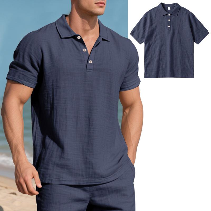 Breathable Linen Casual Short-Sleeve Polo Shirt 1
