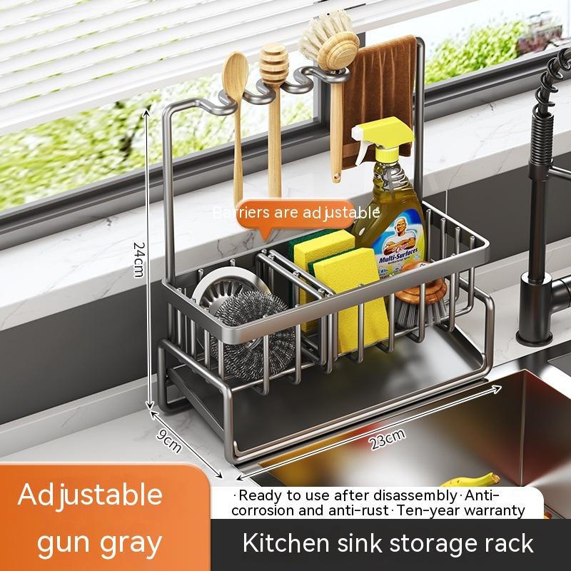 Rag Rack Kitchen Shelf Sink Drainage Basket Sub-table Multi-functional 15