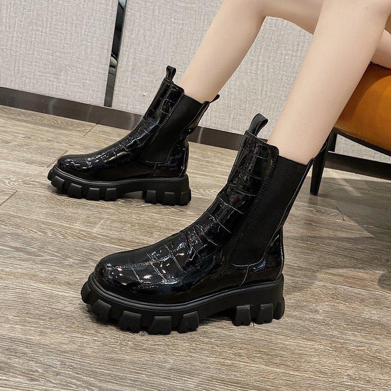 British Style Mid Calf Boots for Women - Autumn Winter Thick Sole Chunky Heel Ankle Boots 2