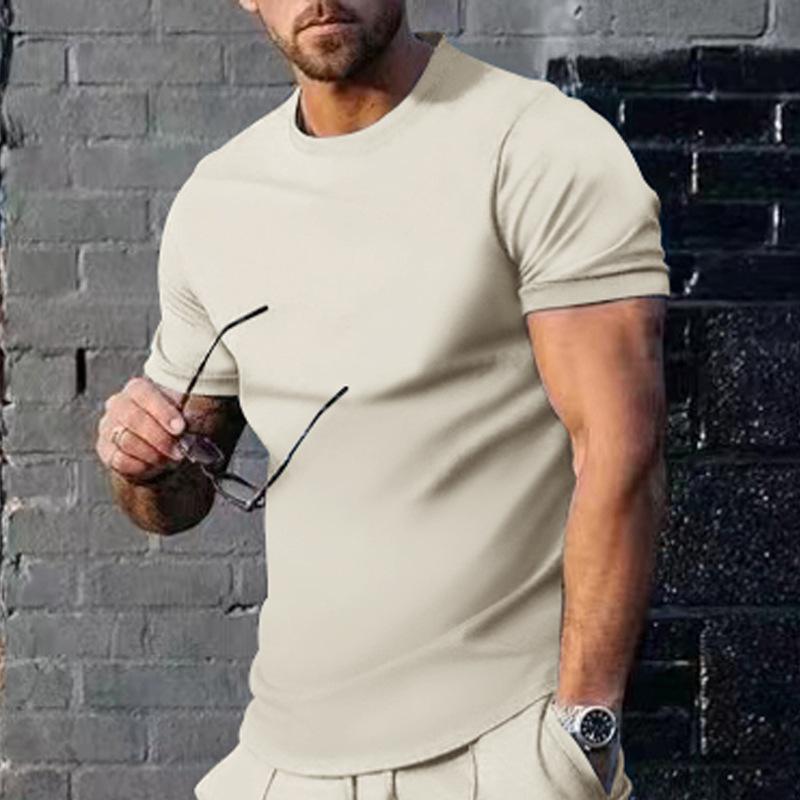 Mens Summer Solid-Color Crew-Neck Short-Sleeve Top 10