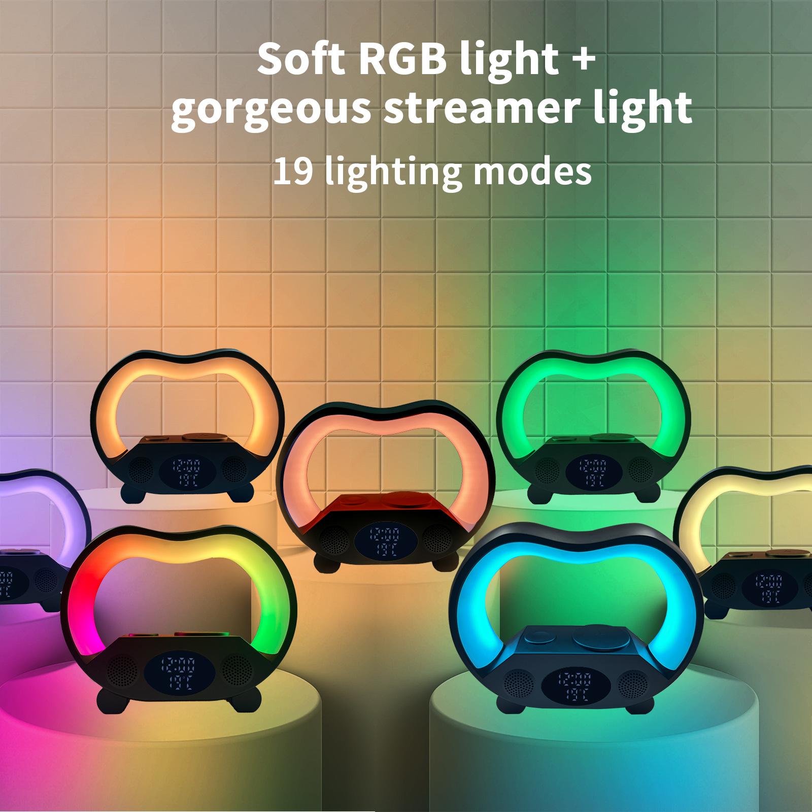 New 6 In 1 Smart Remote Control Bluetooth-compatible Ambience Intelligent LED Table Lamp Multi-function Wireless Charger Night Light Bluetooth-compatible Speaker 2