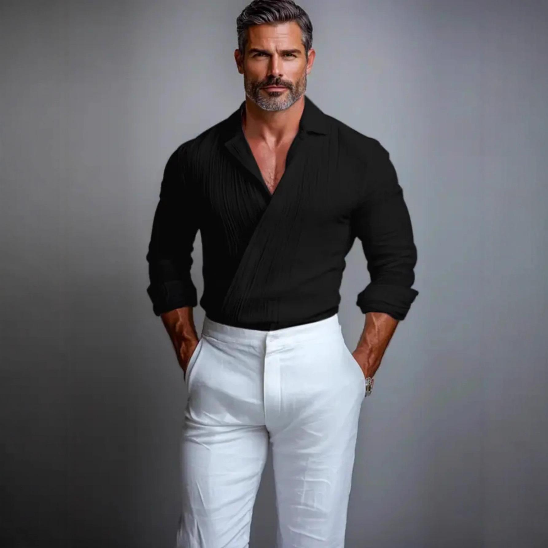 Business-Casual American-Style Long-Sleeve Mens Shirt 2