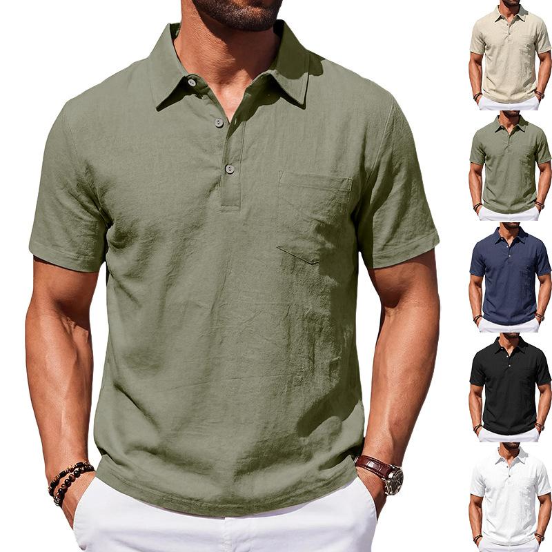 Men's Beach Linen Polo Shirt, Loose-Fit, Casual, Minimalist 2