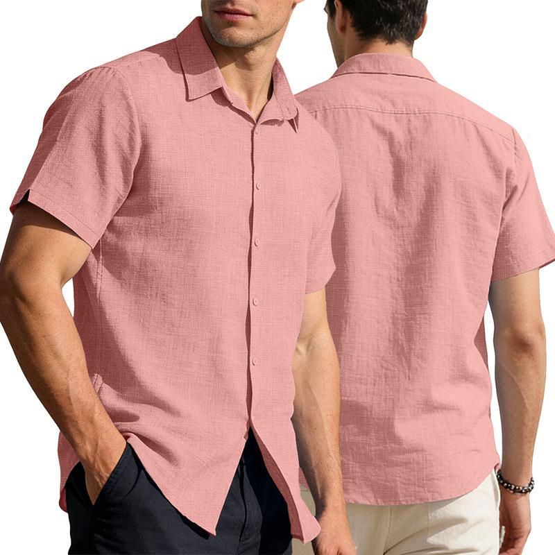 Mens Quick-Dry Short-Sleeve Breathable Solid-Color Lapel Casual Business Shirt 12