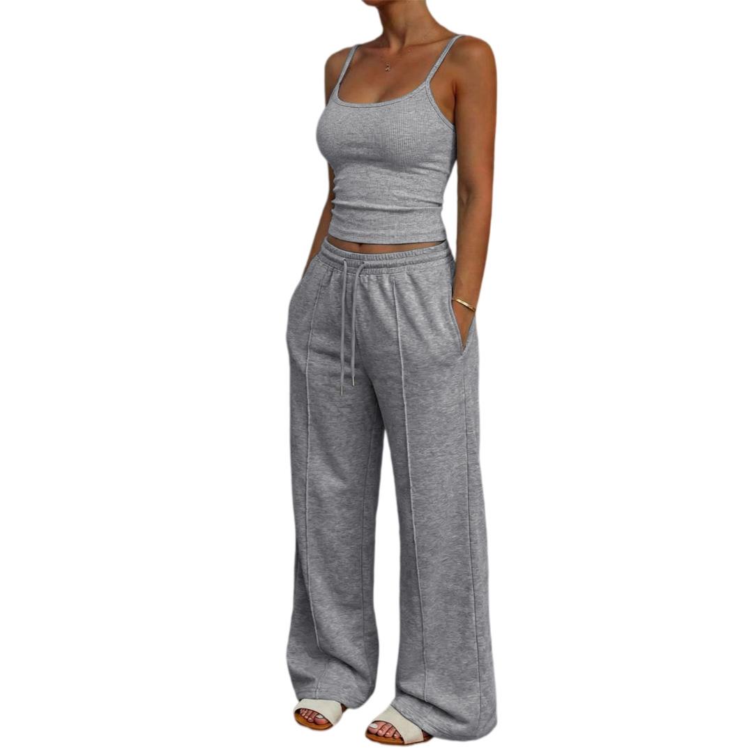 Summer New Casual Resort Camisole Vest And Sports Pants Set 3
