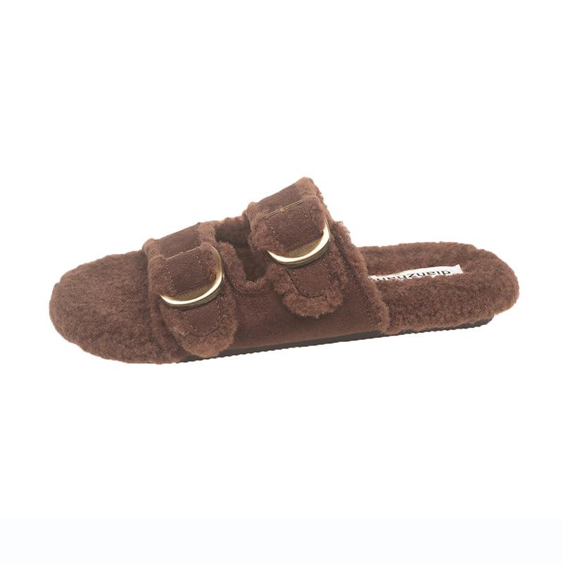 Flat Soled Lambswool Birkie Slippers For Women 5