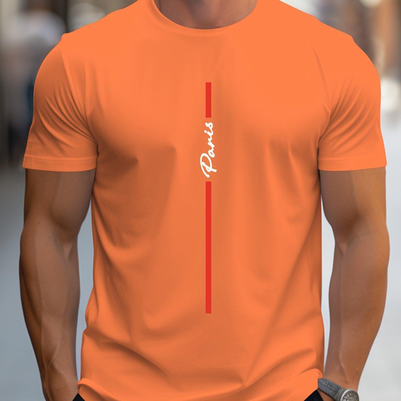 Men's Fashion Handwritten Paris Print Shoulder T-Shirt 10