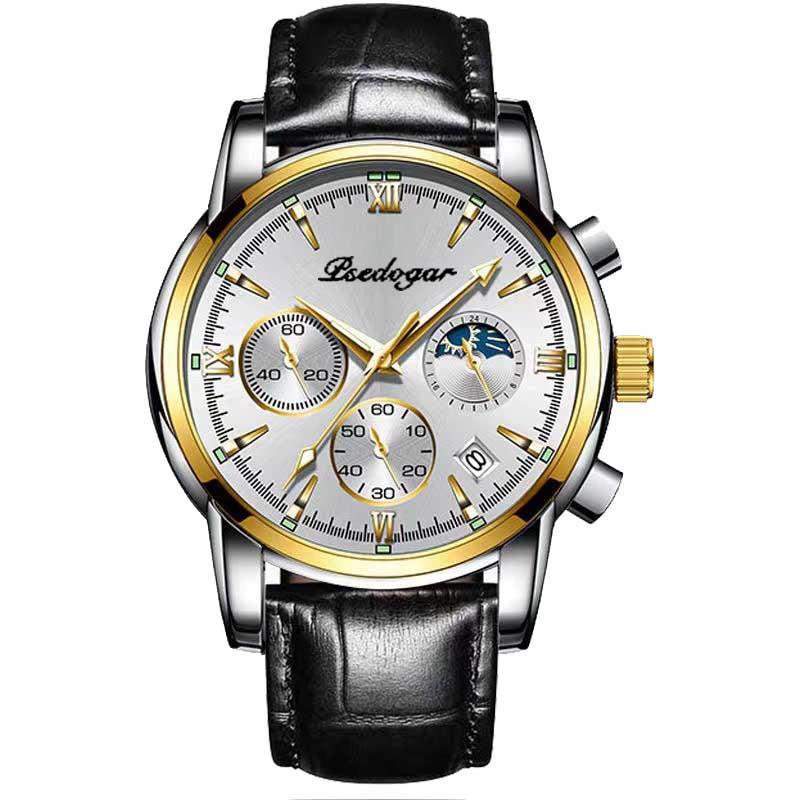 Men's Multi-functional Fashion Quartz Business Steel Belt Wrist Watch 30