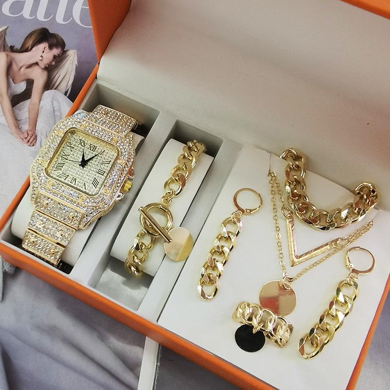 Women's Watch Jewelry 5-piece Set New Quartz Watch Gift Suit Wrist Watch 12