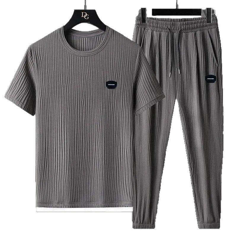 Mens Fashionable Loose-fit Short-sleeve And Long-pants Set 6