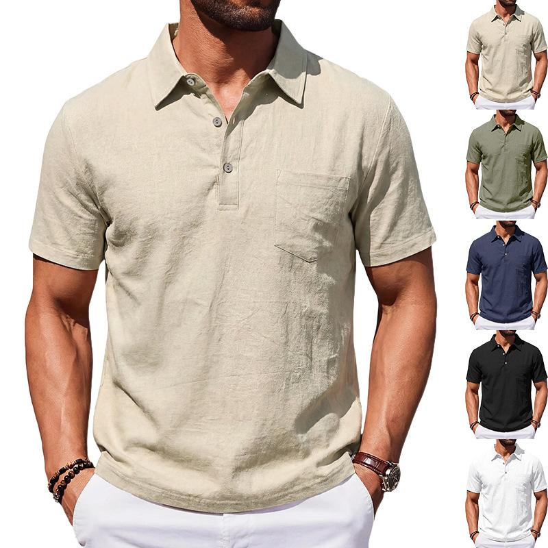 Men's Beach Linen Polo Shirt, Loose-Fit, Casual, Minimalist 1