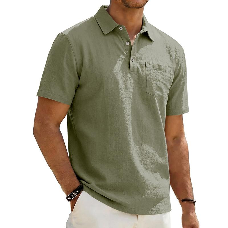 Men's Beach Linen Polo Shirt, Loose-Fit, Casual, Minimalist 15