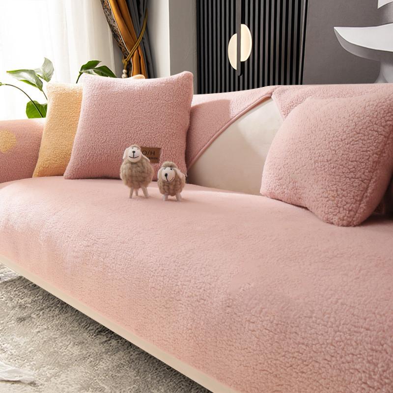 Non-slip Solid Color Simple Lambswool Sofa Cushion 3