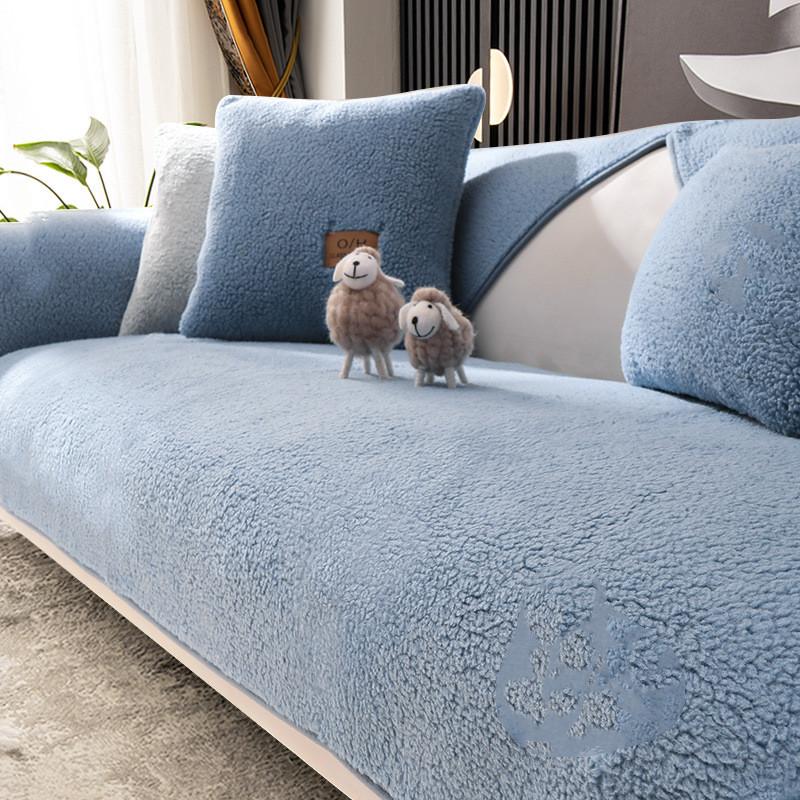Non-slip Solid Color Simple Lambswool Sofa Cushion 2