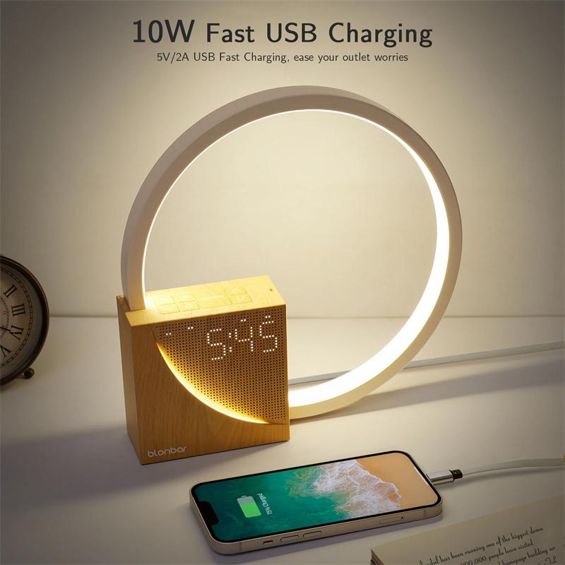 Bedside Lamp Touch Table Lamp With Natural Sounds, Desk Lamp With Alarm Clock, Touch Control 3 Levels Brightness Home Decor 2