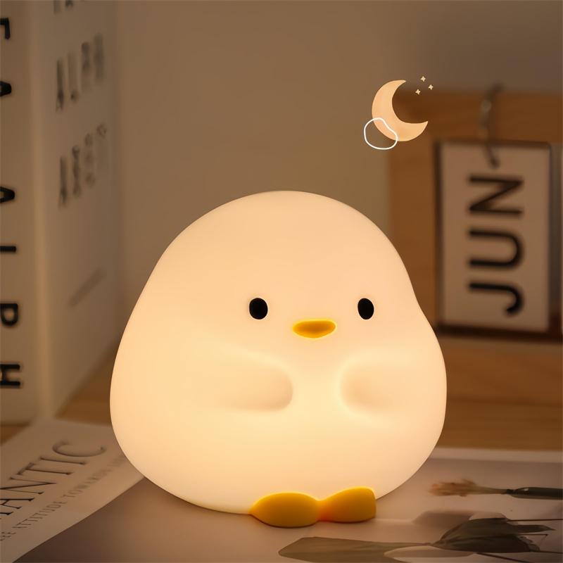 Cute Duck LED Night Lamp Cartoon Silicone USB Rechargeable Sleeping Light Touch Sensor Timing Bedroom Bedside Lamp For Kid Gift Home Decor 2