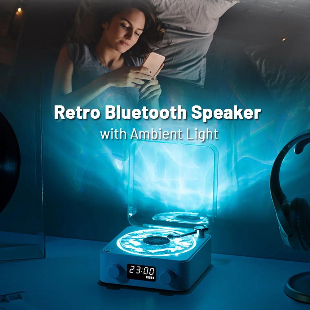Retro Turntable Speaker Wireless Bluetooth-compatible 5.0 Vinyl Record Player Stereo Sound With White Noise RGB Projection Lamp Effect 2