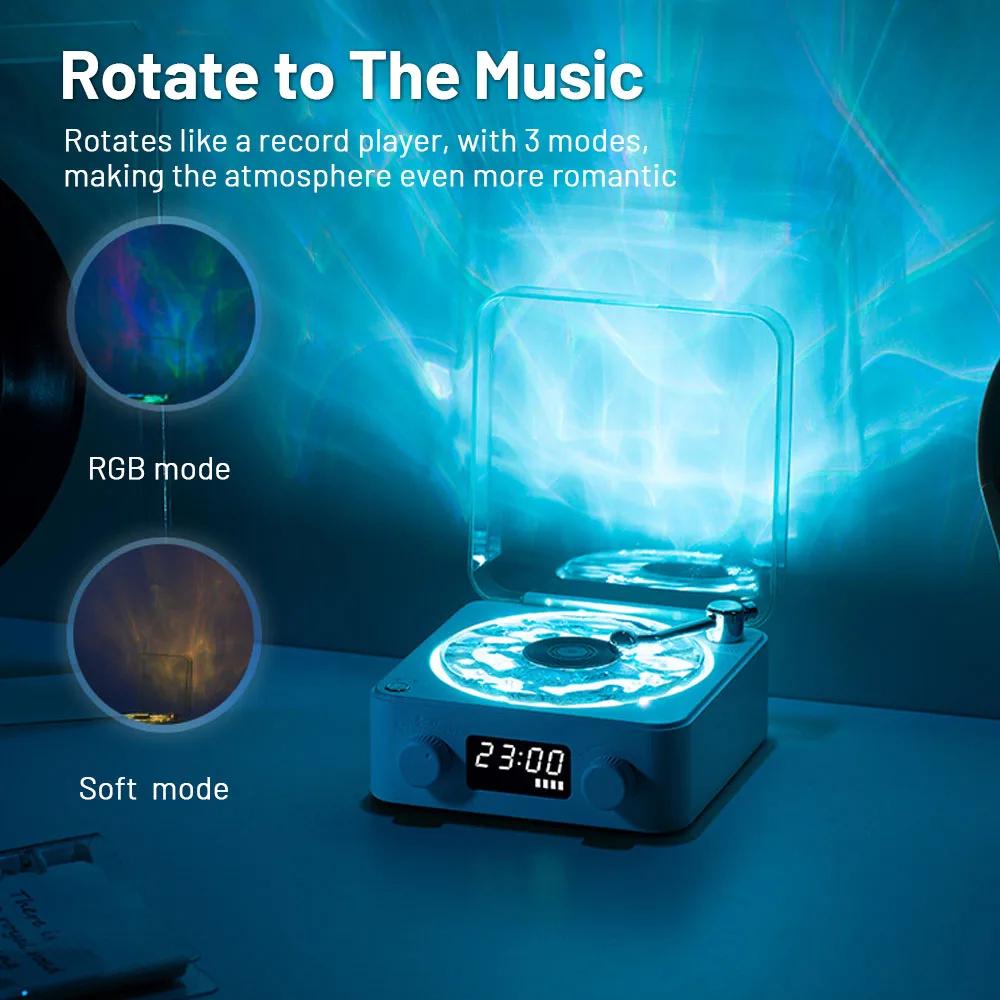 Retro Turntable Speaker Wireless Bluetooth-compatible 5.0 Vinyl Record Player Stereo Sound With White Noise RGB Projection Lamp Effect 1