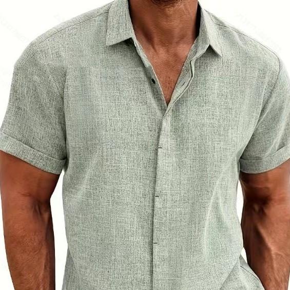 Men's Linen Short Sleeved T-shirt Loose Fitting 1