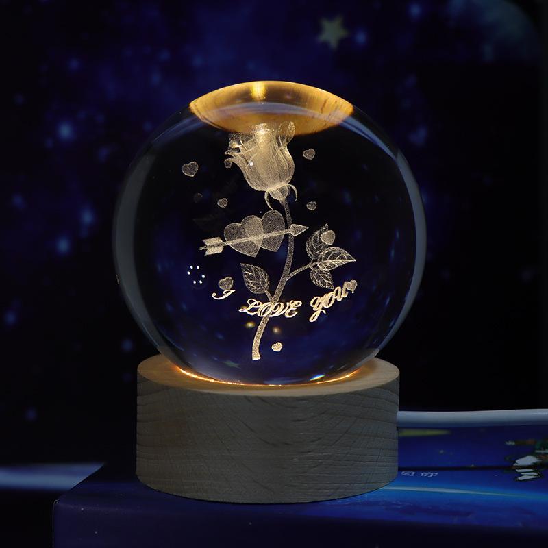 Luminous Starry Sky And Planets Moon Moon Crystal Ball Small Night Lamp Projection Ambience Light Creative Gift New Strange Gift 37