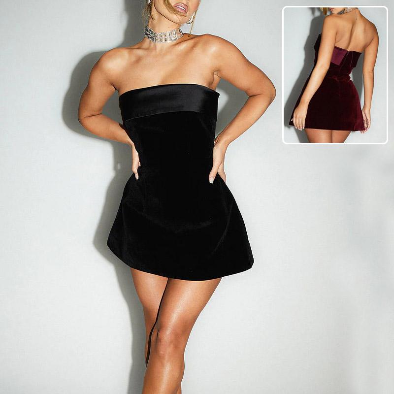 Ins Slim Tube-top Dress Fashion Zipper A-line Short Dresses Party Evening Clothing For Women 1