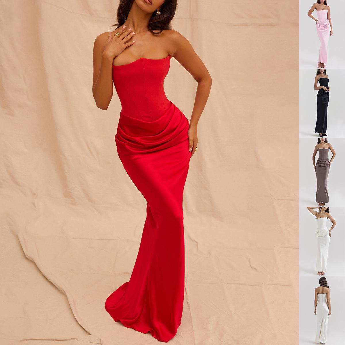 Slim Tube Top Long Dress Sexy Fashion Bandeau Backless Party Evening Dresses For Women Clothing 1