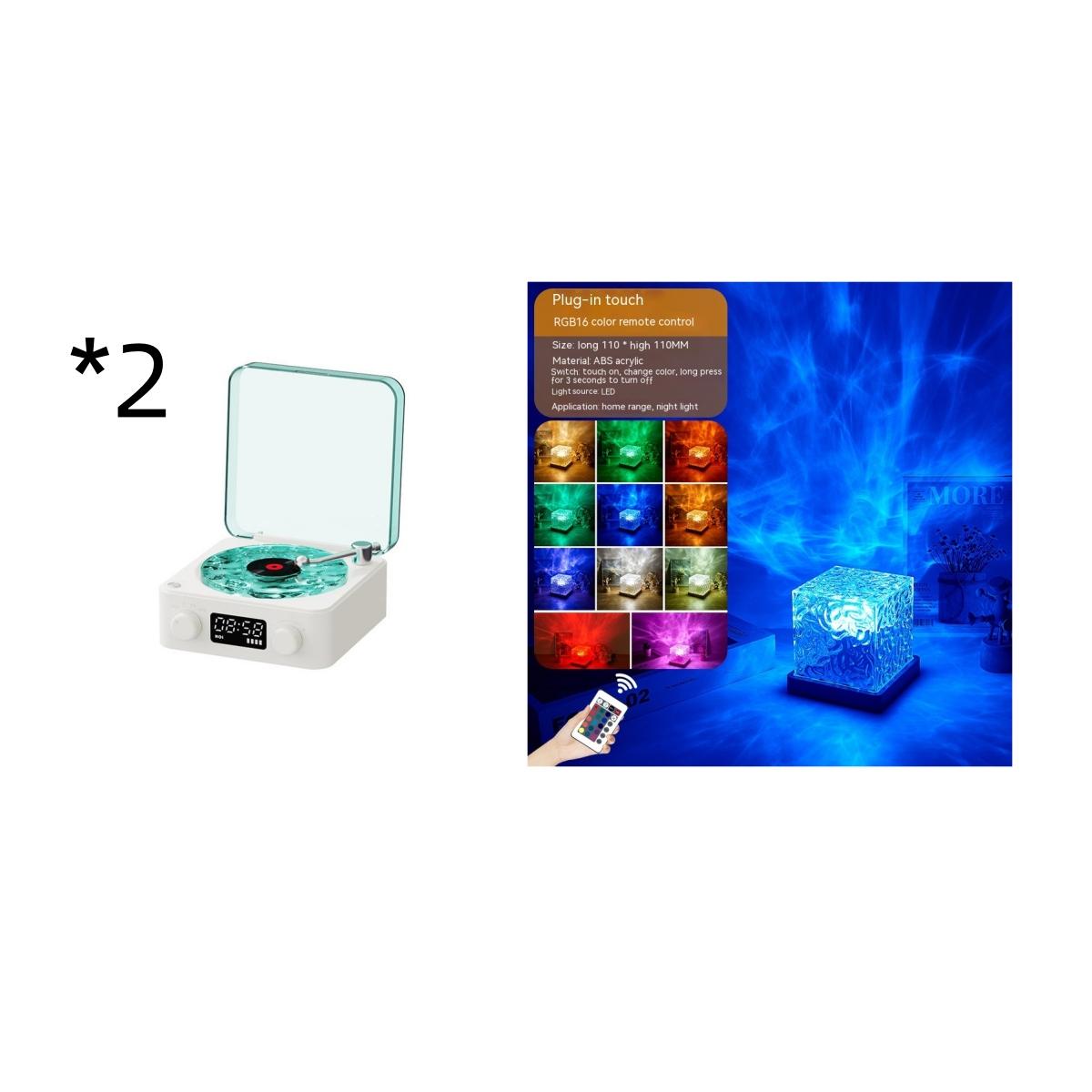 Retro Turntable Speaker Wireless Bluetooth-compatible 5.0 Vinyl Record Player Stereo Sound With White Noise RGB Projection Lamp Effect 21