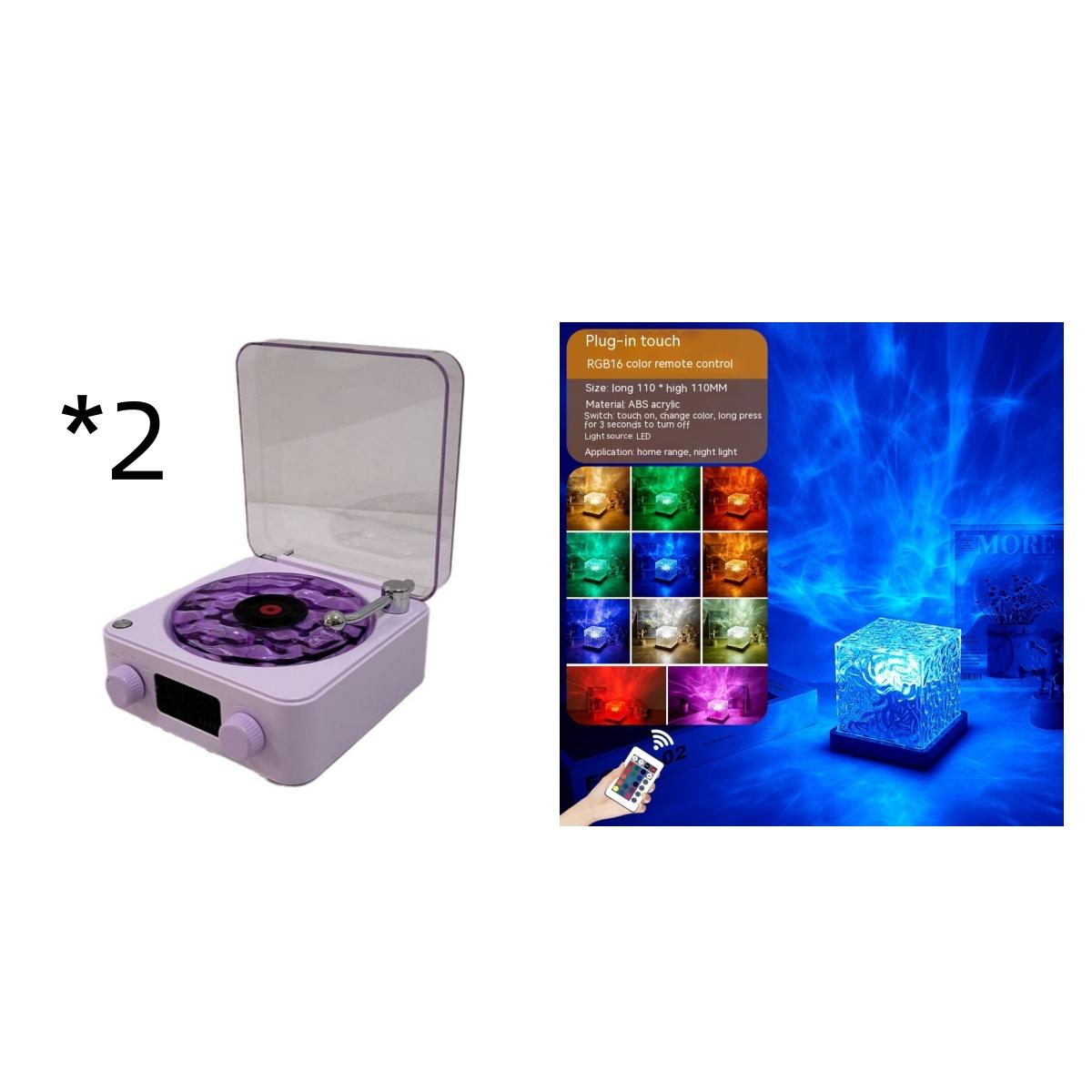 Retro Turntable Speaker Wireless Bluetooth-compatible 5.0 Vinyl Record Player Stereo Sound With White Noise RGB Projection Lamp Effect 17