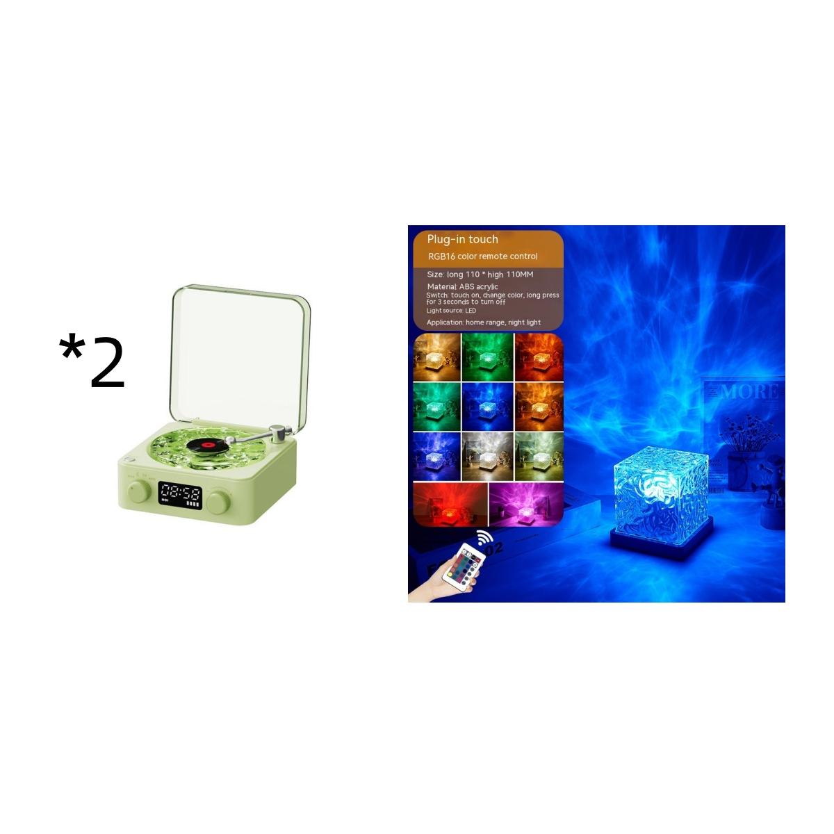 Retro Turntable Speaker Wireless Bluetooth-compatible 5.0 Vinyl Record Player Stereo Sound With White Noise RGB Projection Lamp Effect 19