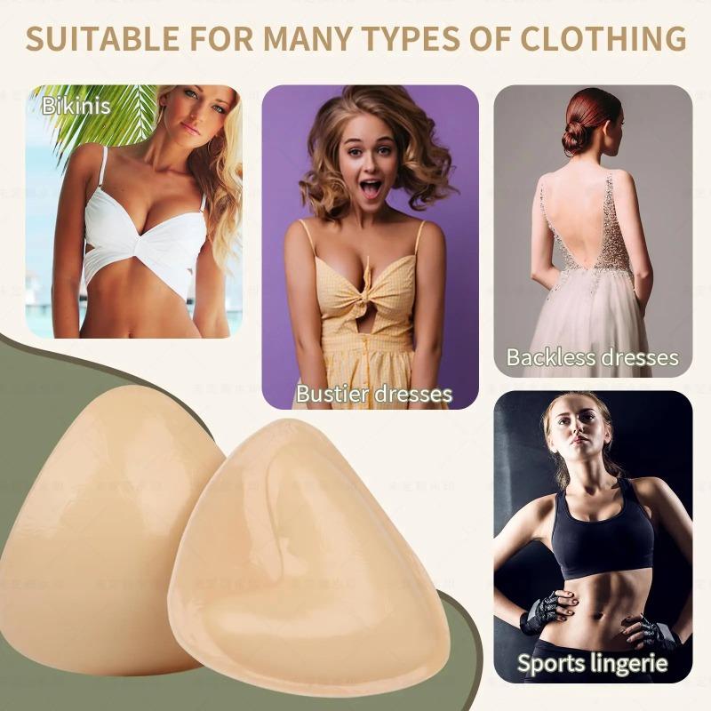 Double Sided Adhesive Sticky Bra Inserts Push Up Thick Sponge Breast Lift Pads Women Swimsuit Bikini Cup Enhancer 3
