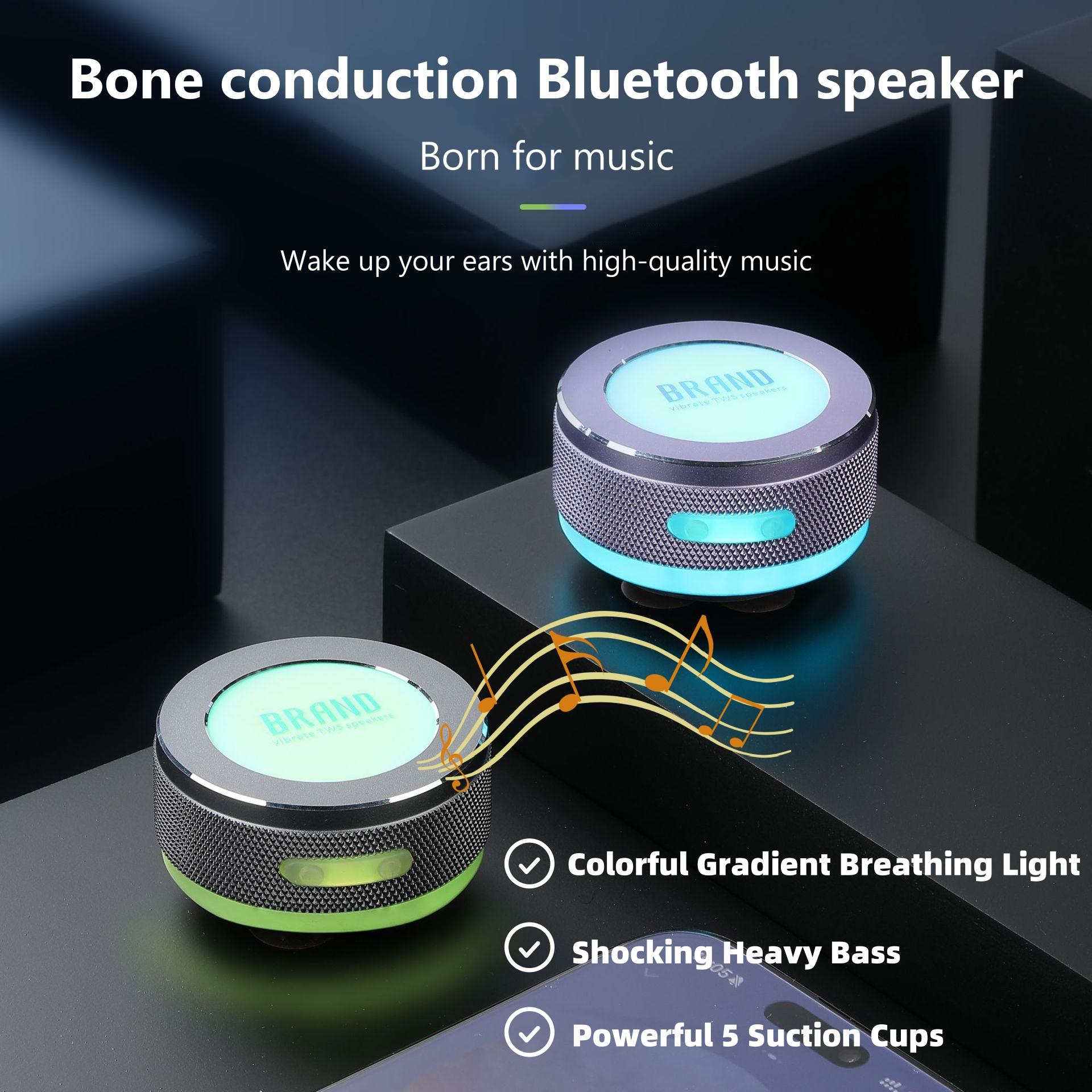 Small Wireless Bone Conduction Speakers Bluetooth Vibration Speaker With Color LED Light Portable Surface Adsorption Speaker 1