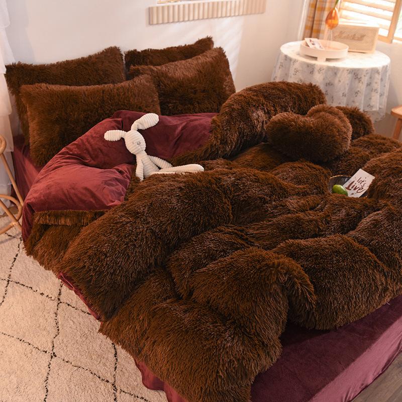 Luxury Thick Fleece Duvet Cover Queen King Winter Warm Bed Quilt Cover Pillowcase Fluffy Plush Shaggy Bedclothes Bedding Set Winter Body Keep Warm 15