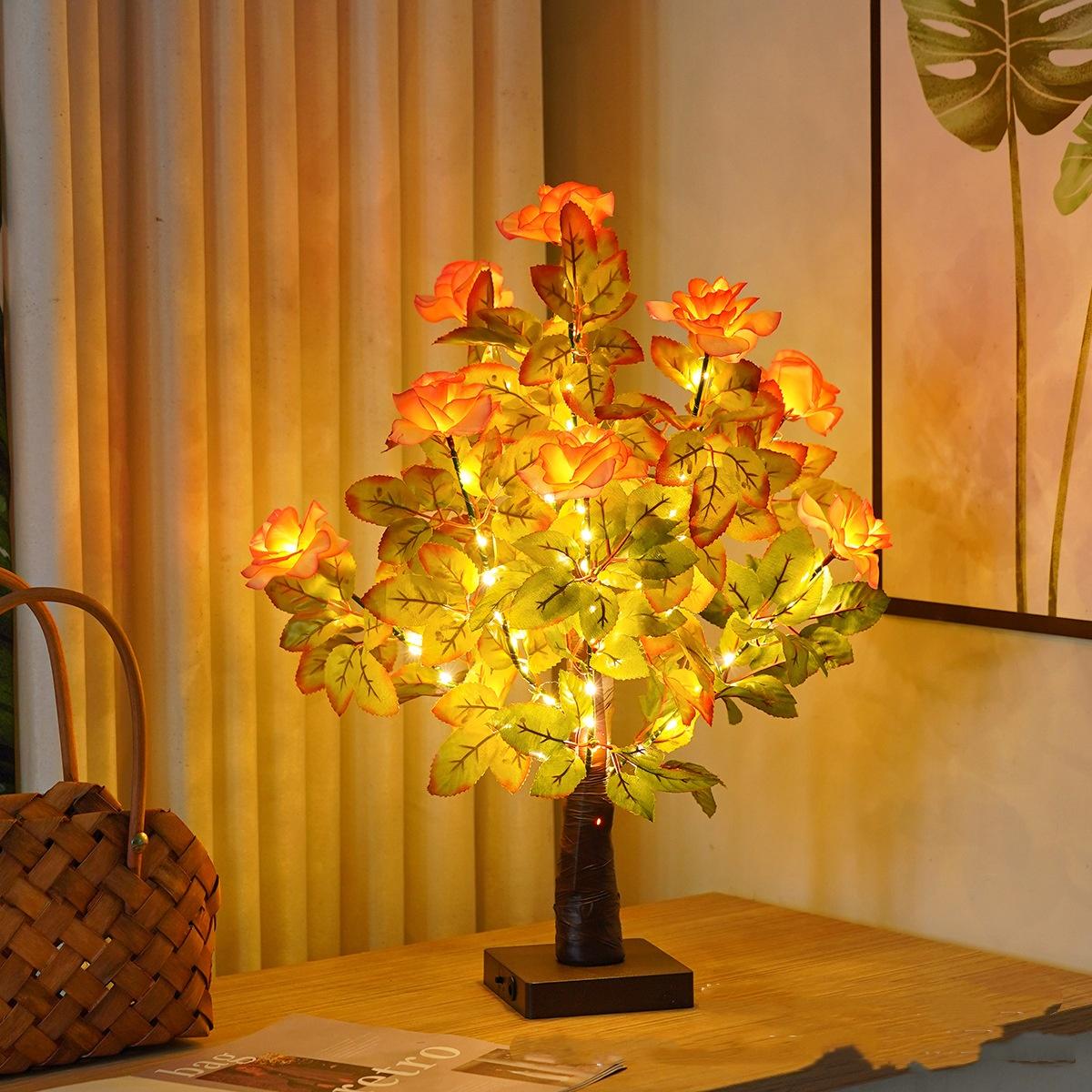 Green Leaf LED Tree Lamp Bedroom Room Decor Table Lamp 6