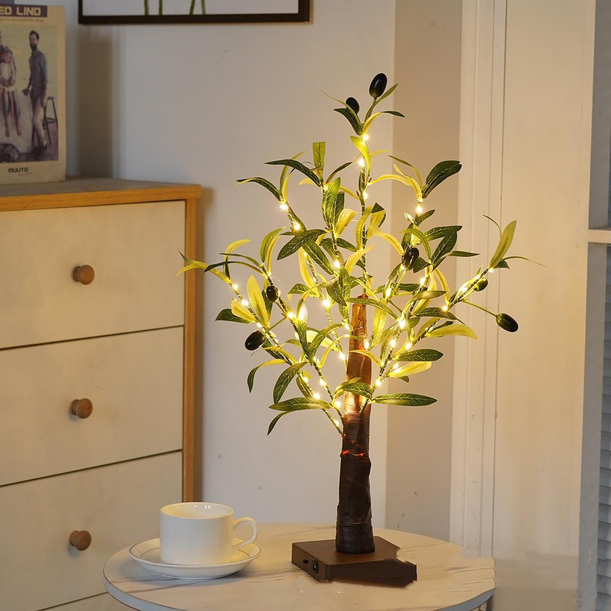 Green Leaf LED Tree Lamp Bedroom Room Decor Table Lamp 2