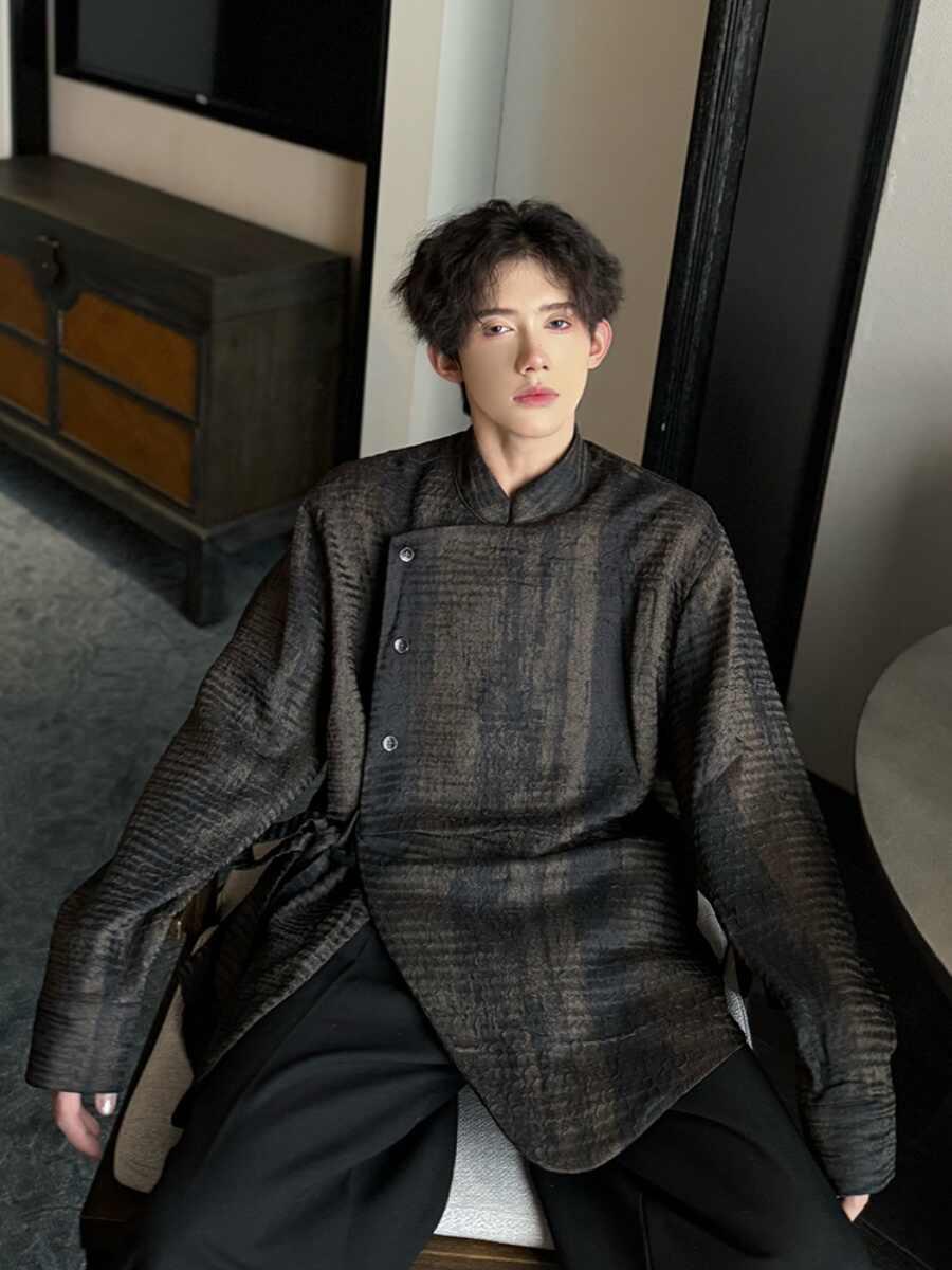 Men's Textured Irregular Patchwork Shirt 2